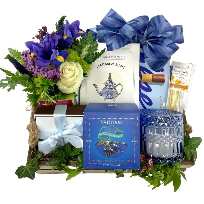 Tea And Flowers Gift Basket Fancifull Gift Baskets